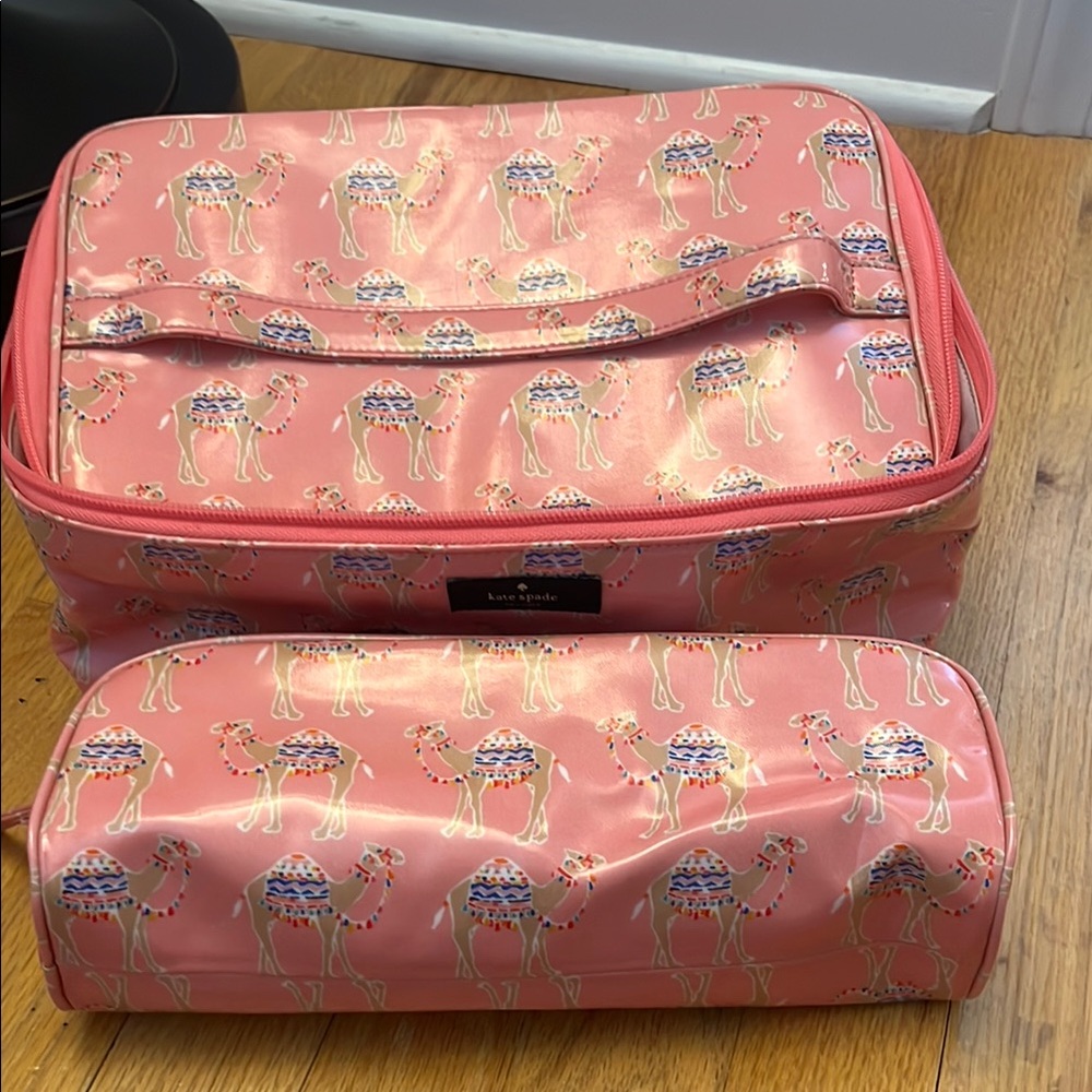 Kate Spade Pink Camel Print Travel Set